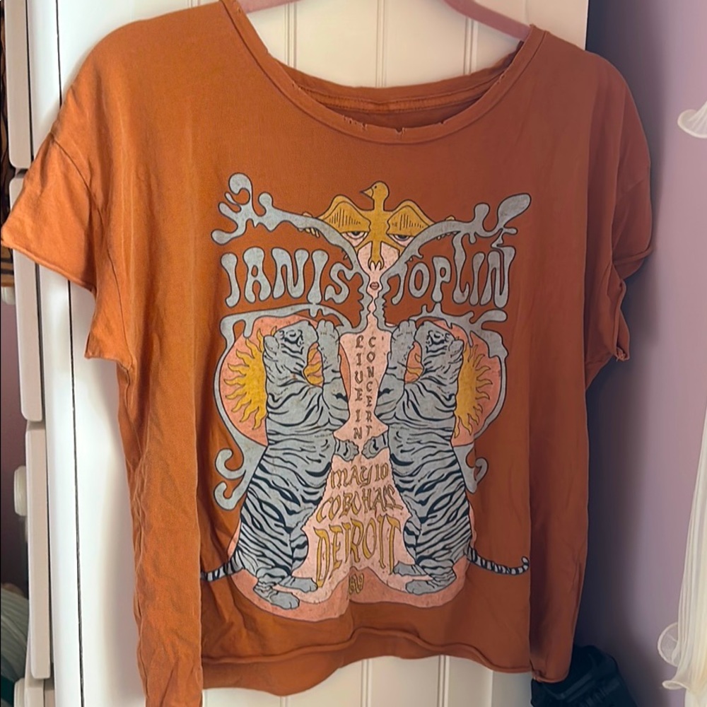 Midnight Rider Janis Joplin Orange Cropped Tee